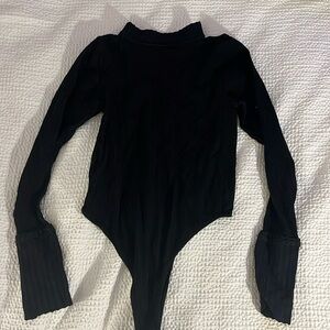 Black long sleeve mock neck body suit